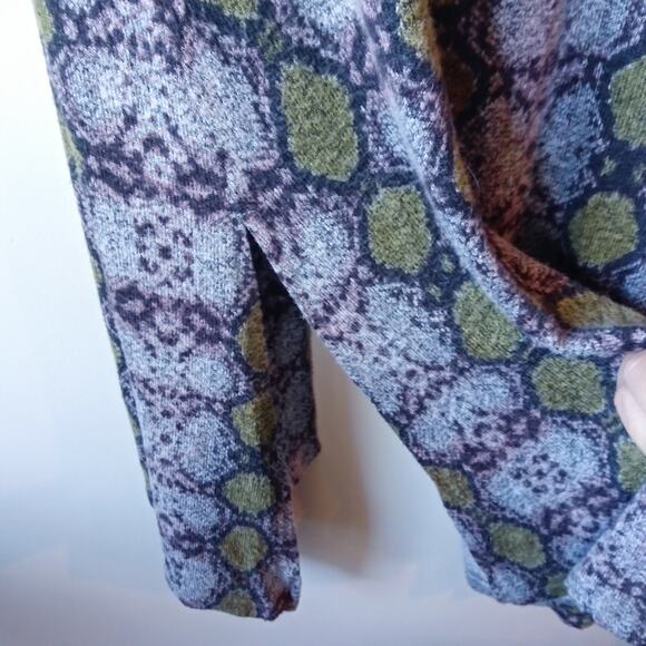 Oliver Escio M Snake Print Cardigan Duster Sweater Lightweight Boho Gray Green - Picture 5 of 10